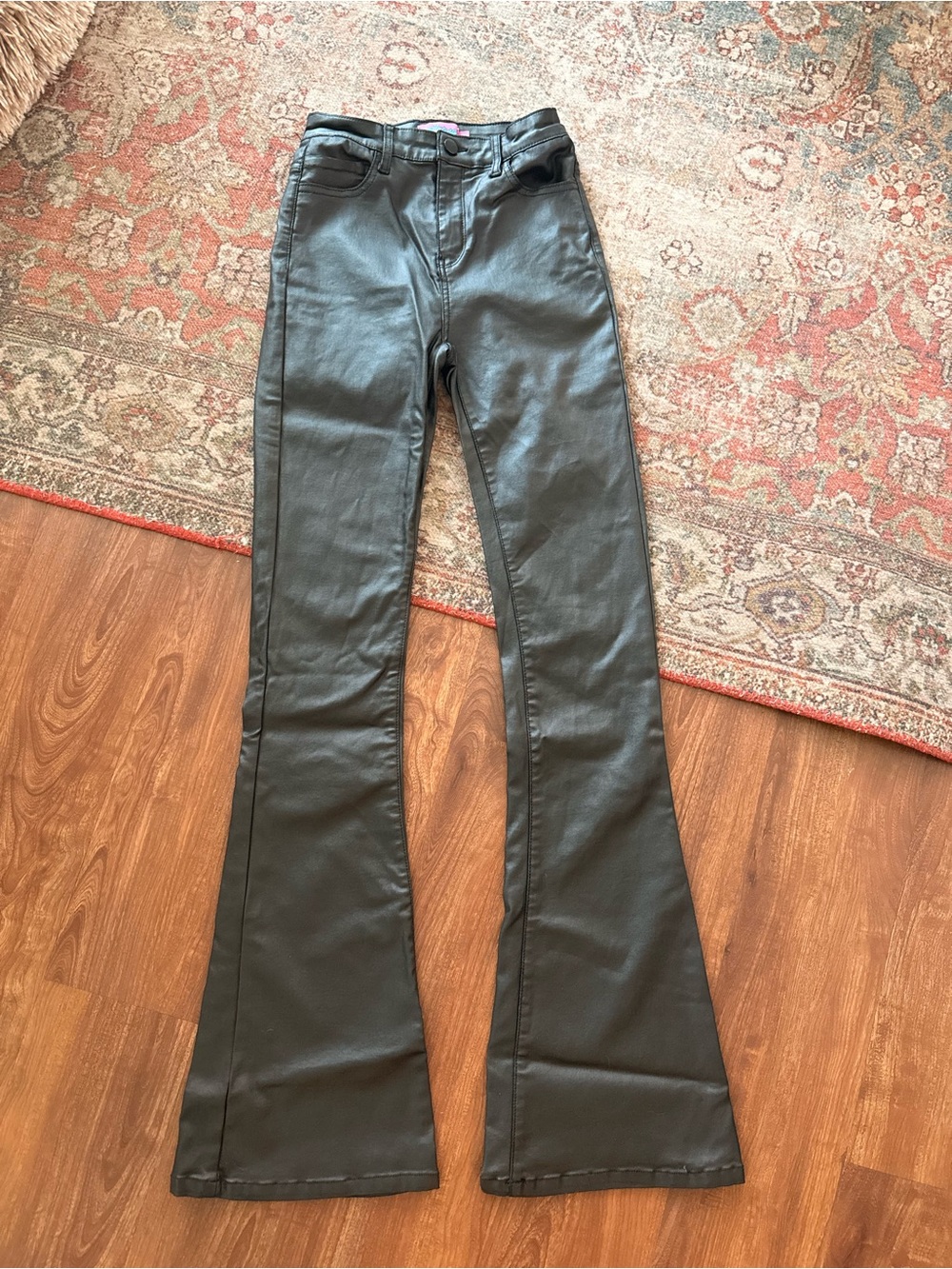 Edikted Black Faux Leather Waistband Pants